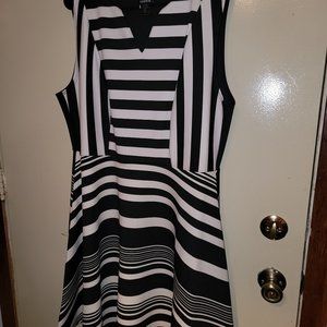 Torrid Black and White stripped scuba dress